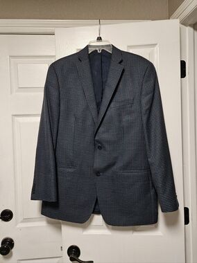 Michael Kors Navy and Blue Checked Sport Coat EUC 42L